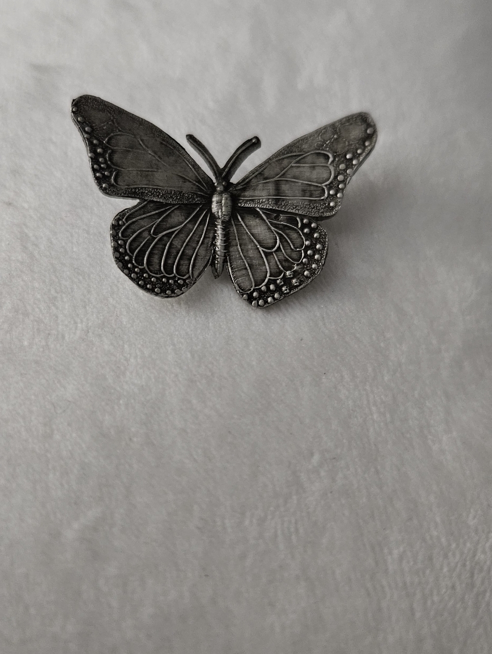 Pewter Butterfly Brooch - Detailed Wing Design